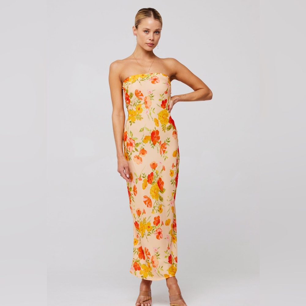 Resa Midi Dress: ANNA SLIP IN GINGER. Size Medium